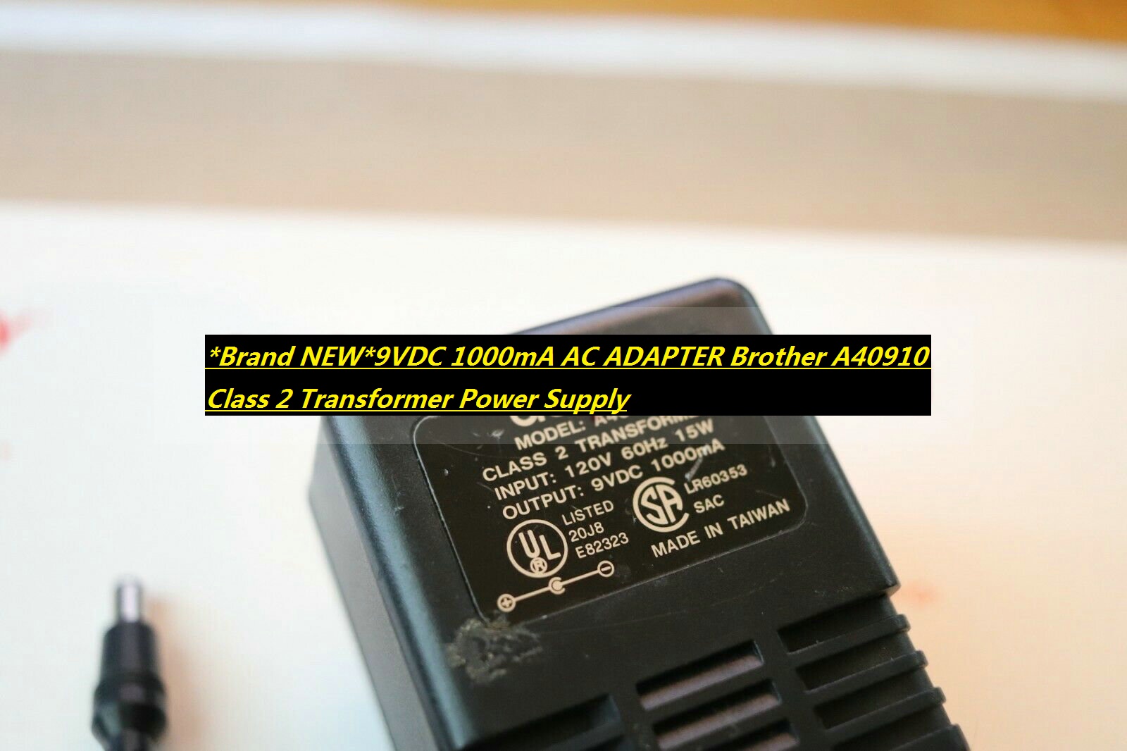 *Brand NEW*9VDC 1000mA AC ADAPTER Brother A40910 Class 2 Transformer Power Supply - Click Image to Close